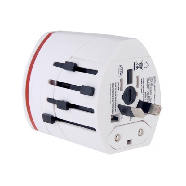 Travel Adapter with Dual USB Interface (White)