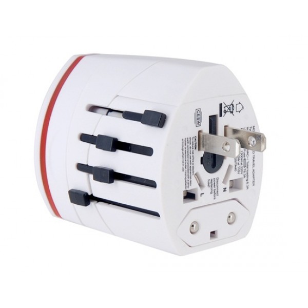 Travel Adapter with Dual USB Interface (White)