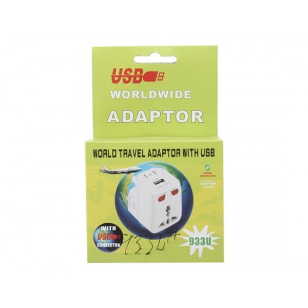 933U AC 3A 250VDC 5V Multifunction USB Adapter Socket (White)